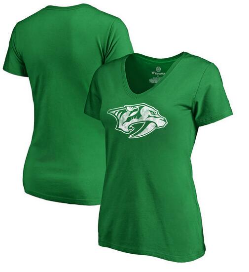 Nashville Predators Fanatics Branded Women's Plus Sizes St. Patrick's Day White Logo T-Shirt Kelly Green - Click Image to Close