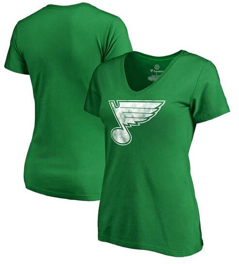 St. Louis Blues Fanatics Branded Women's St. Patrick's Day White Logo T-Shirt Kelly Green