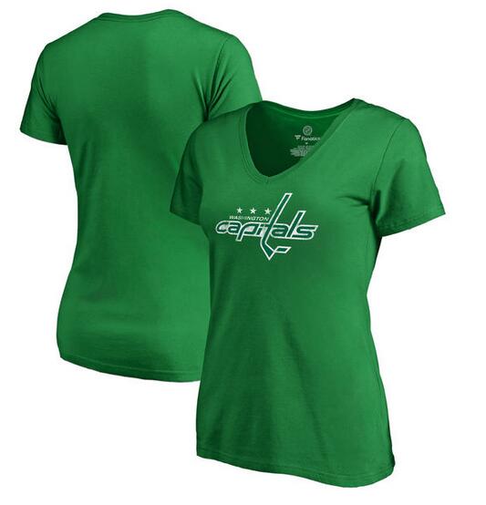 Washington Capitals Fanatics Branded Women's St. Patrick's Day White Logo T-Shirt Kelly Green - Click Image to Close