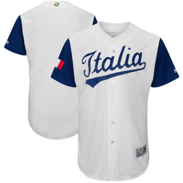 Men's Italy Baseball Majestic White 2017 World Baseball Classic Authentic Team Jersey