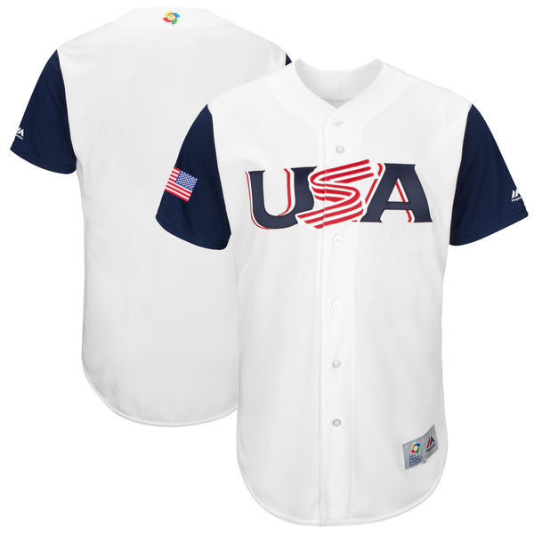 Men's USA Baseball Majestic White 2017 World Baseball Classic Authentic Team Jersey