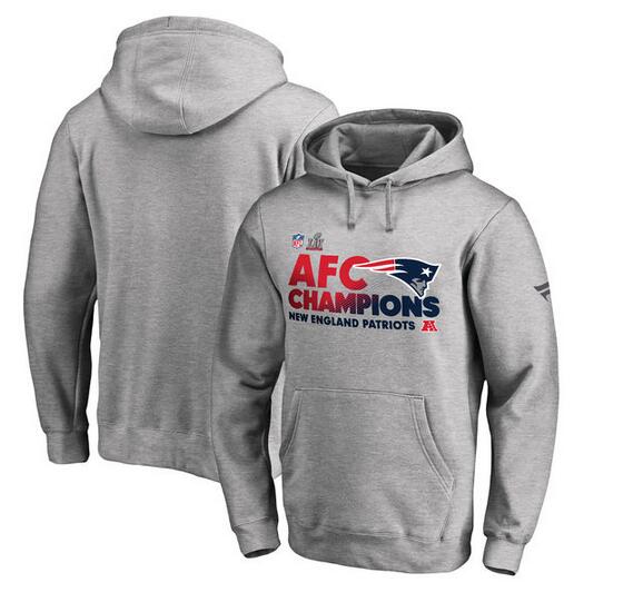 New England Patriots Pro Line by Fanatics Branded 2016 AFC Conference Champions Trophy Collection Locker Room Pullover Hoodie Heathered Gray