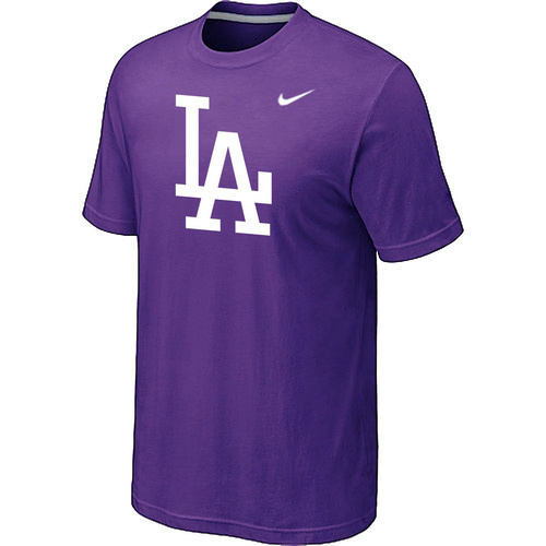Men's Los Angeles Dodgers Fresh Logo Purple T-Shirt - Click Image to Close