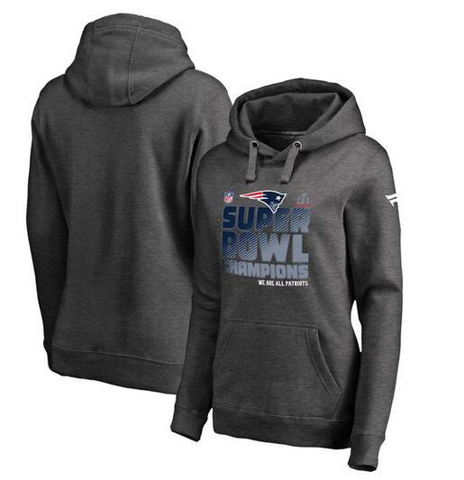 New England Patriots Pro Line by Fanatics Branded Women's Super Bowl LI Champions Trophy Collection Locker Room Pullover Hoodie Charcoal