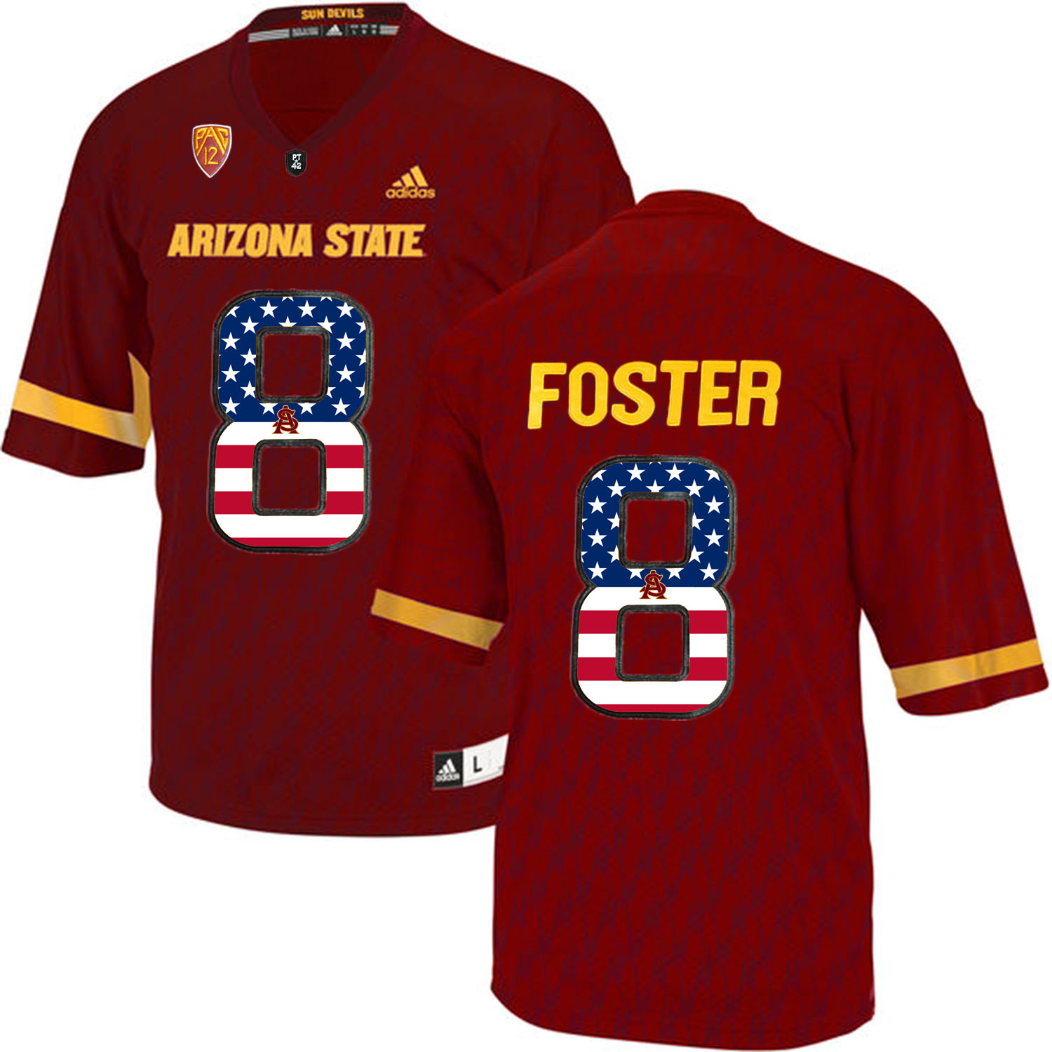 Arizona State Sun Devils 8 D.J. Foster Red USA Flag College Football Jersey