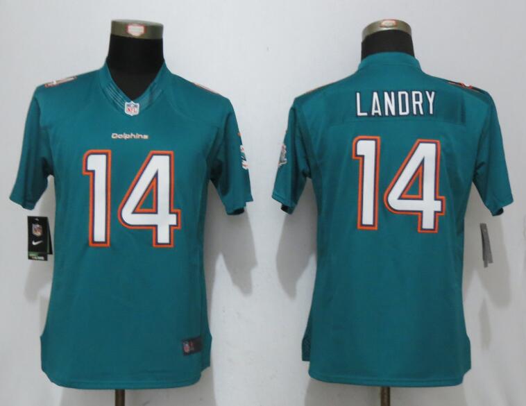 Nike Dolphins 14 Jarvis Landry Green Women Limited Jersey