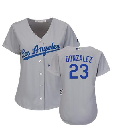 Dodgers Adrian Gonzalez 23 Grey Women New Cool Base Jersey