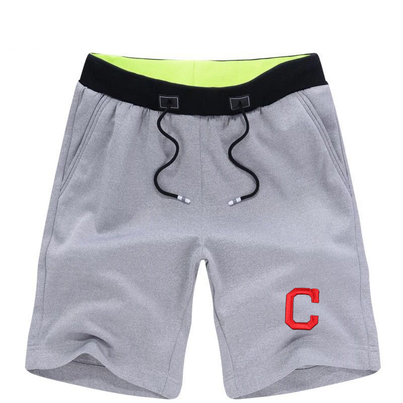 Men's Cleveland Indians Team Logo Grey Baseball Shorts