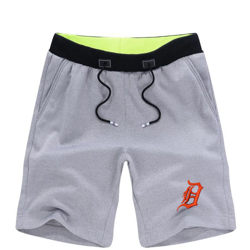 Men's Detroit Tigers Team Logo Grey Baseball Shorts - Click Image to Close