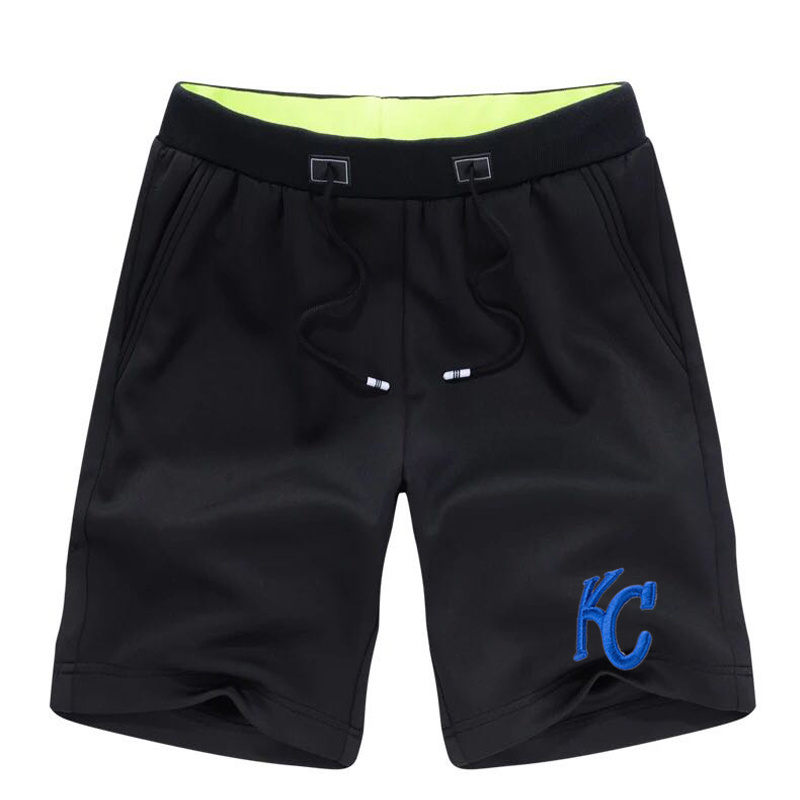 Men's Kansas City Royals Team Logo Black Baseball Shorts - Click Image to Close