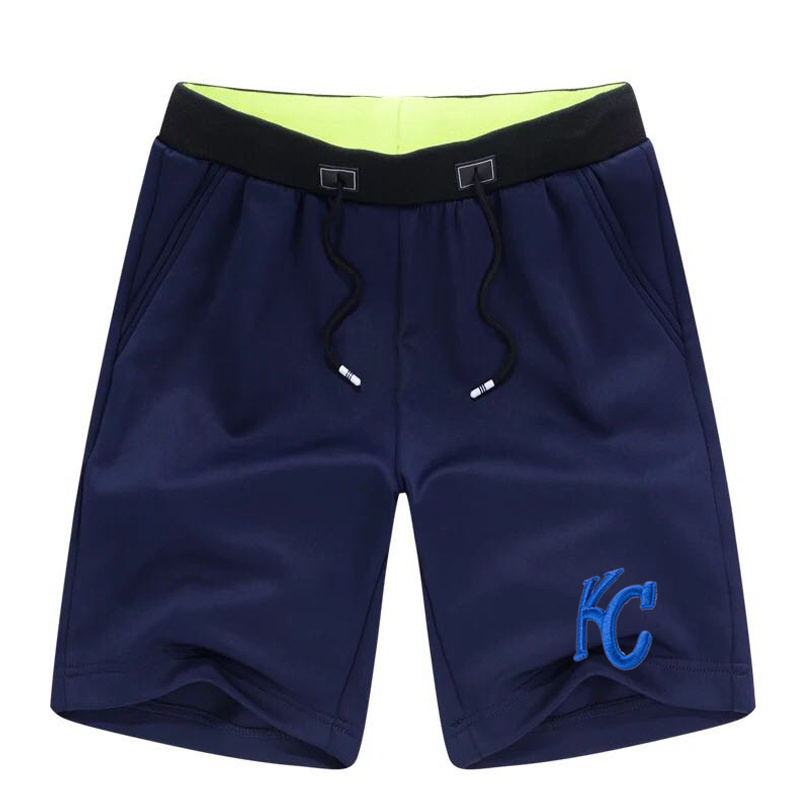 Men's Kansas City Royals Team Logo Navy Baseball Shorts - Click Image to Close