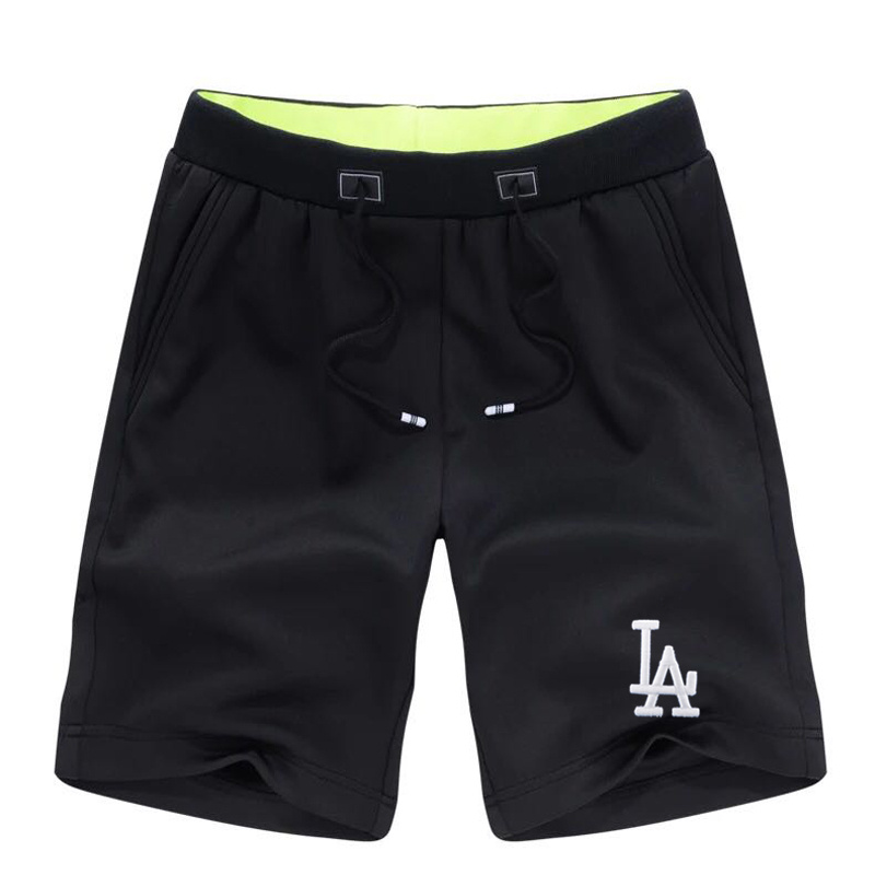 Men's Los Angeles Dodgers Team Logo Black Baseball Shorts - Click Image to Close