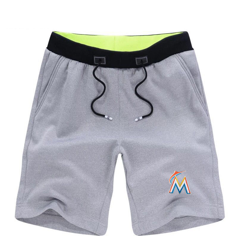 Men's Miami Marlins Team Logo Grey Baseball Shorts