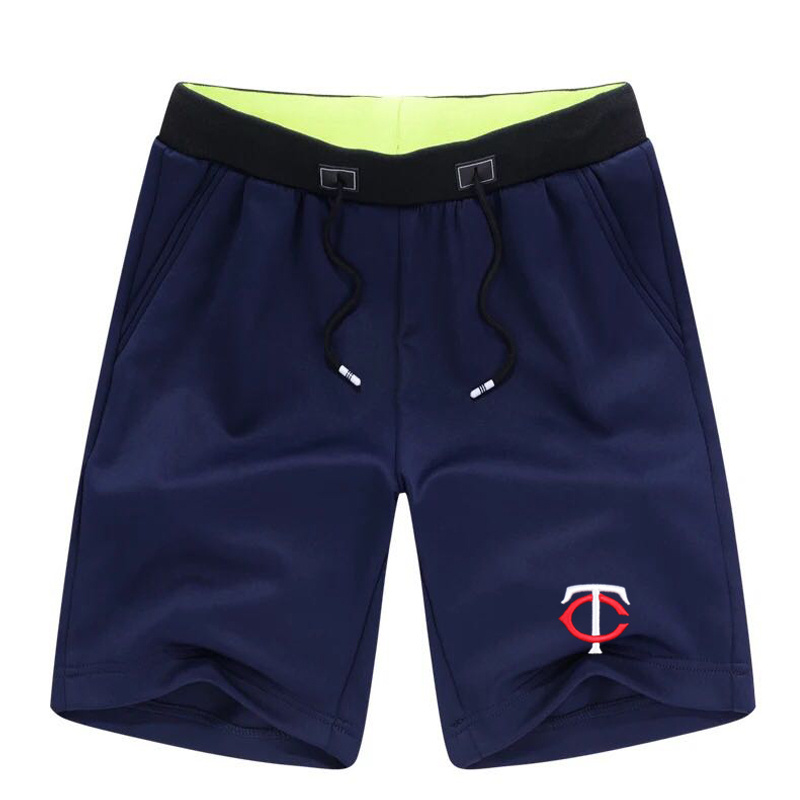 Men's Minnesota Twins Team Logo Navy Baseball Shorts - Click Image to Close