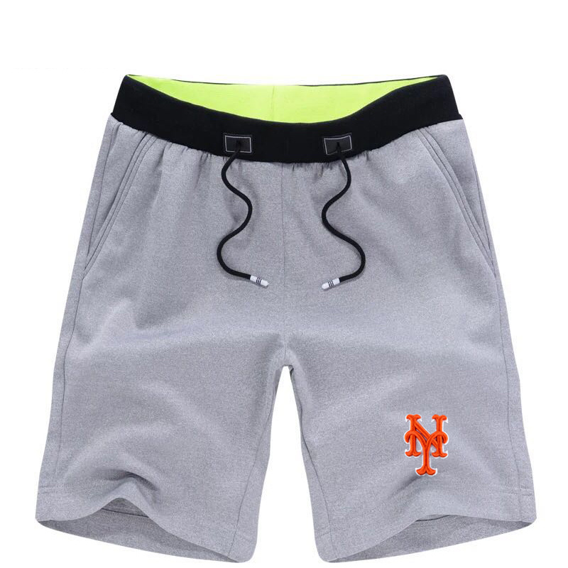 Men's New York Mets Team Logo Grey Baseball Shorts - Click Image to Close