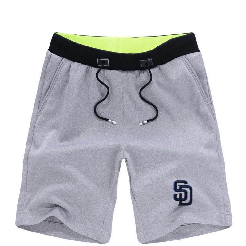 Men's San Diego Padres Team Logo Grey Baseball Shorts - Click Image to Close