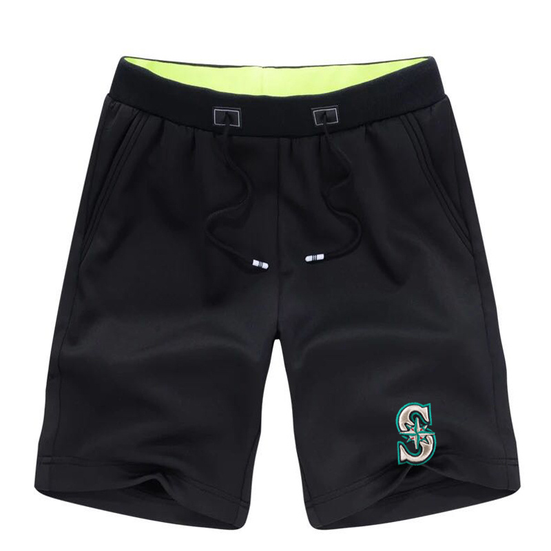 Men's Seattle Mariners Team Logo Black Baseball Shorts - Click Image to Close
