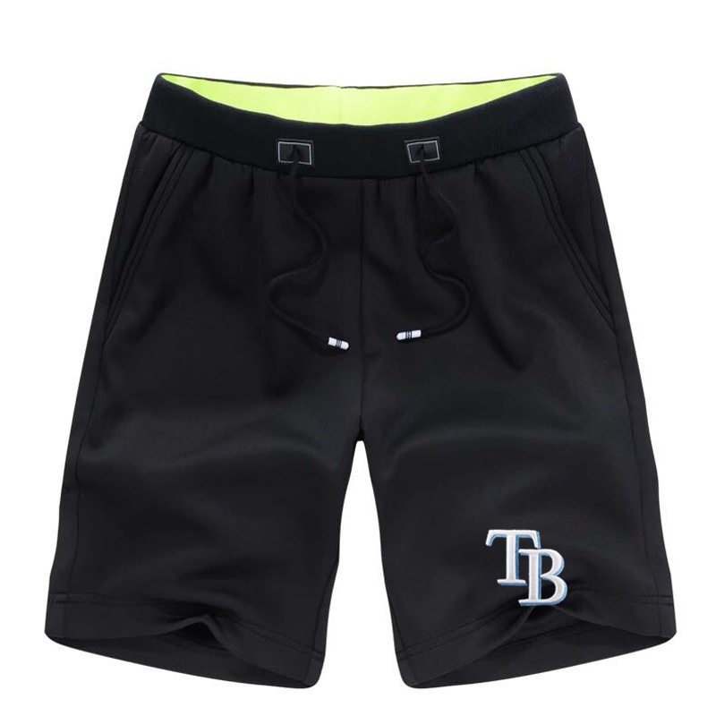 Men's Tampa Bay Rays Team Logo Black Baseball Shorts - Click Image to Close