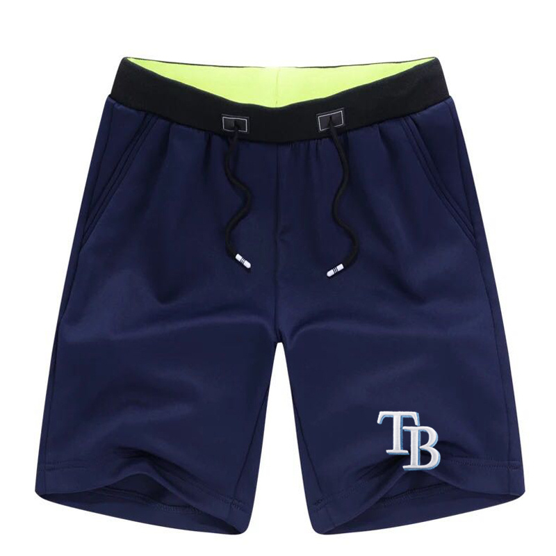 Men's Tampa Bay Rays Team Logo Navy Baseball Shorts - Click Image to Close