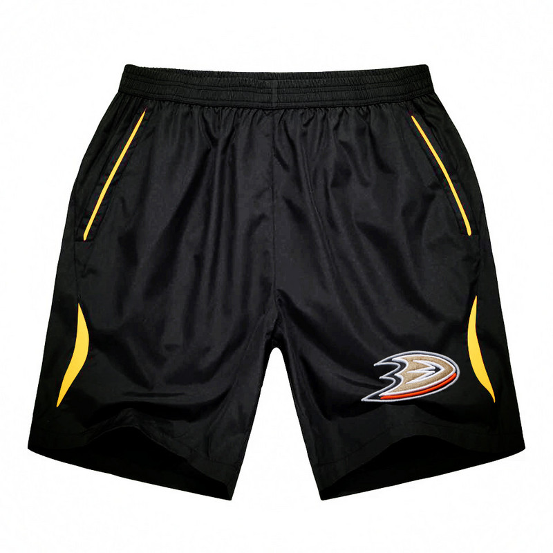 Men's Anaheim Ducks Black Gold Stripe Hockey Shorts