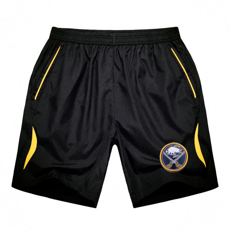 Men's Buffalo Sabres Black Gold Stripe Hockey Shorts