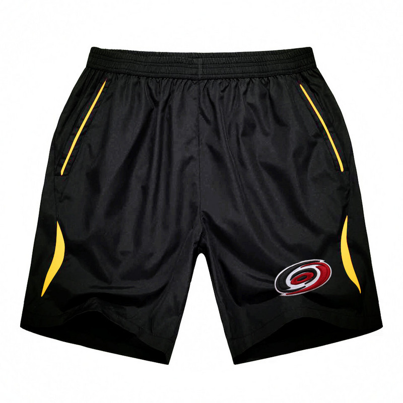 Men's Carolina Hurricanes Black Gold Stripe Hockey Shorts