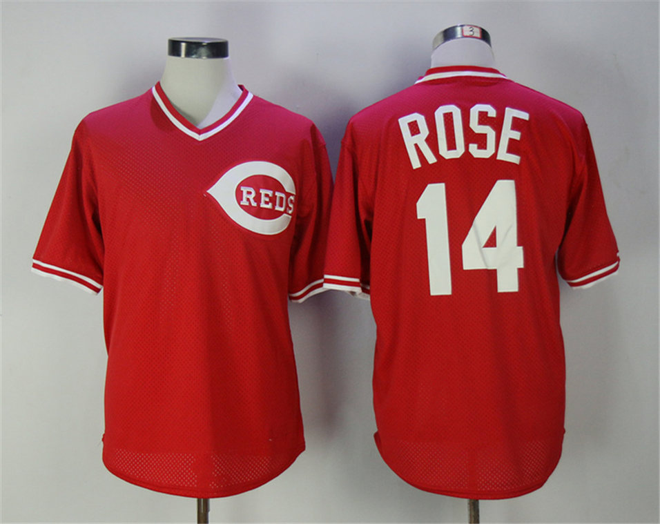 Reds 14 Pete Rose 1976 BP Throwback Jersey