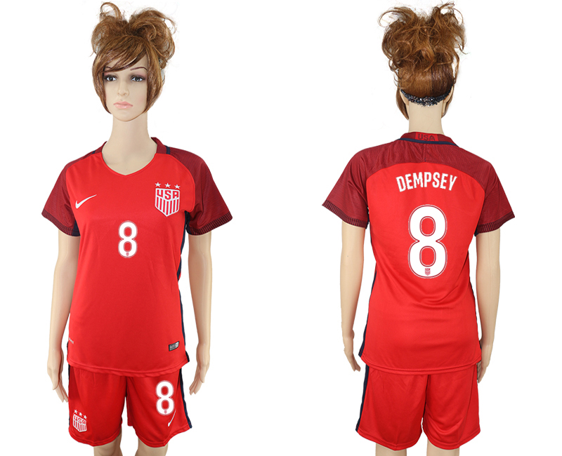 2017-18 USA 8 DEMPSEY Women Away Soccer Jersey