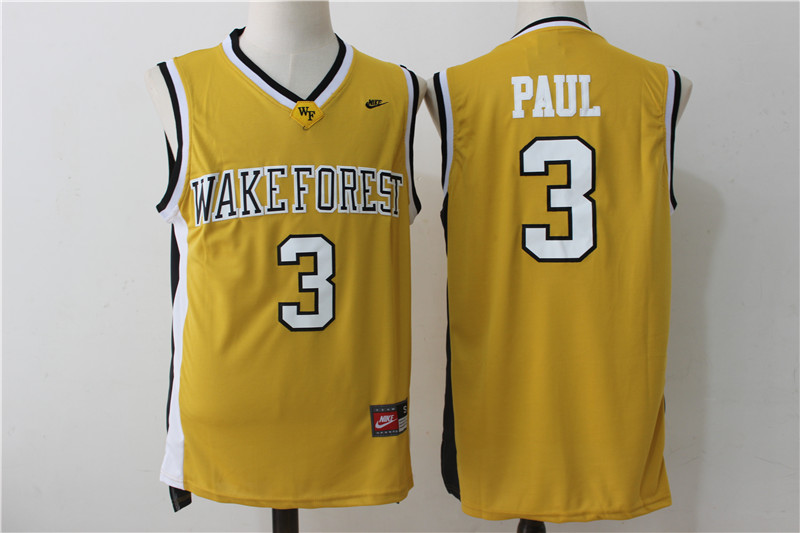Wake Forest Demon Deacons 3 Chris Paul Gold College Basketball Jersey