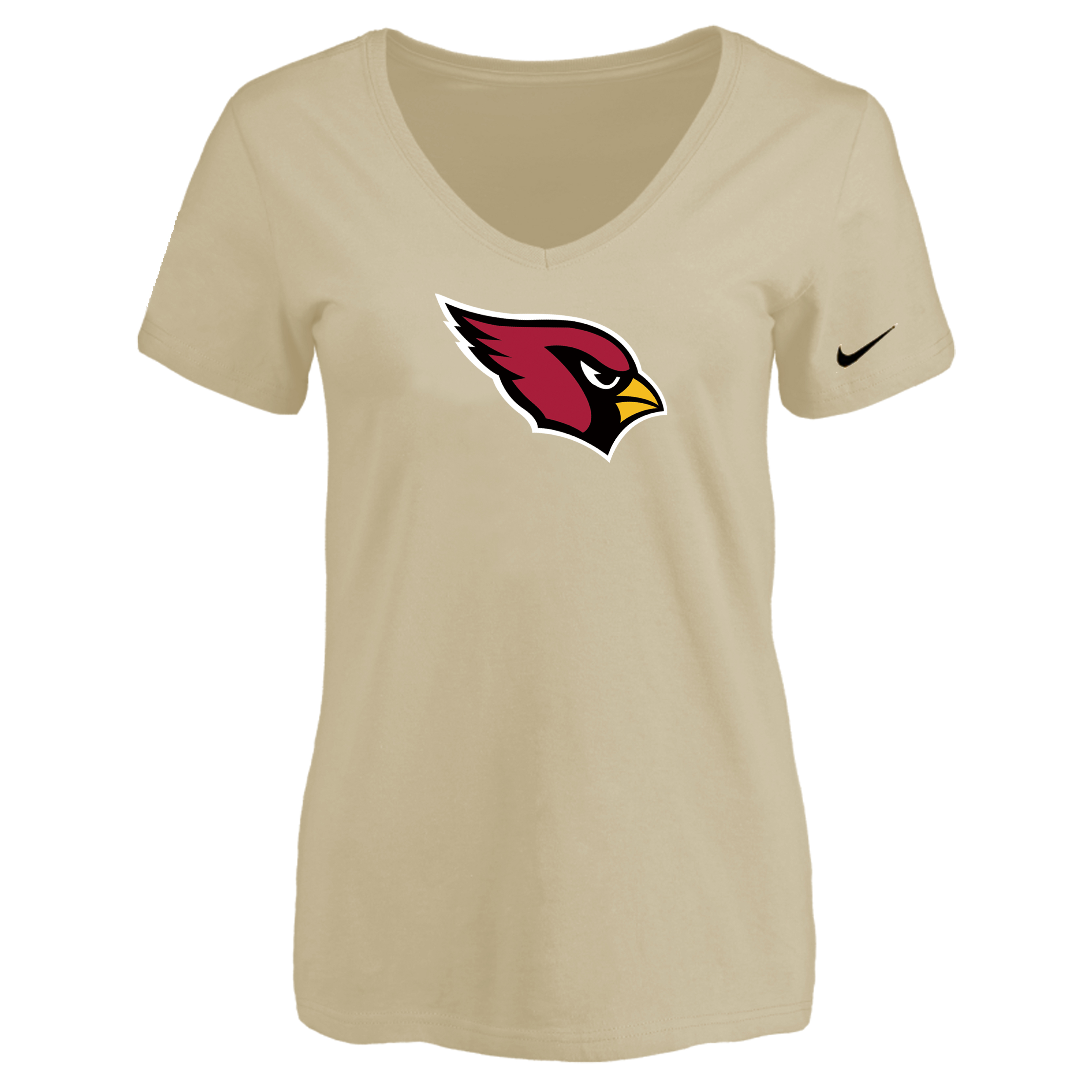 Arizona Cardinals Beige Women's Logo V neck T-Shirt