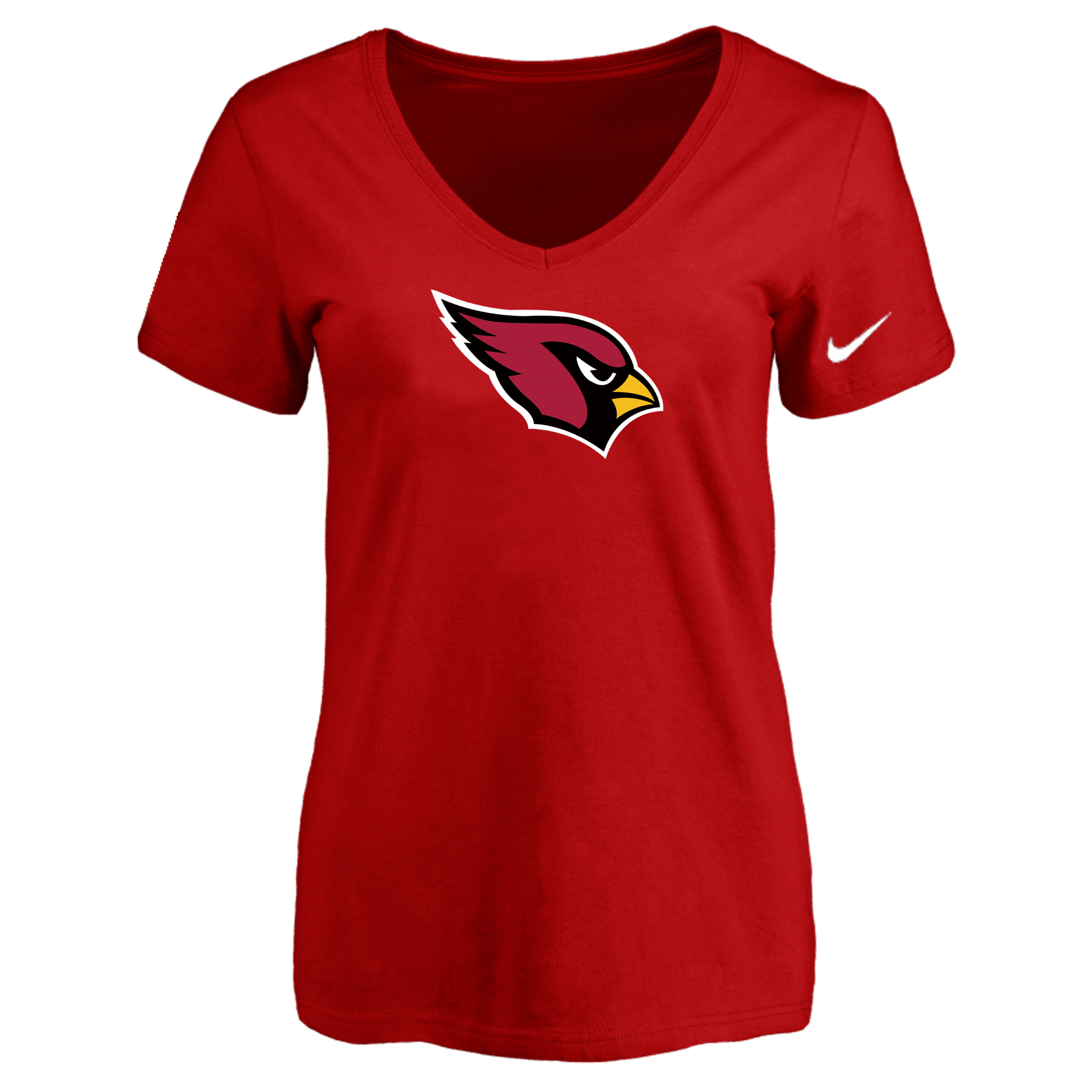 Arizona Cardinals Red Women's Logo V neck T-Shirt - Click Image to Close