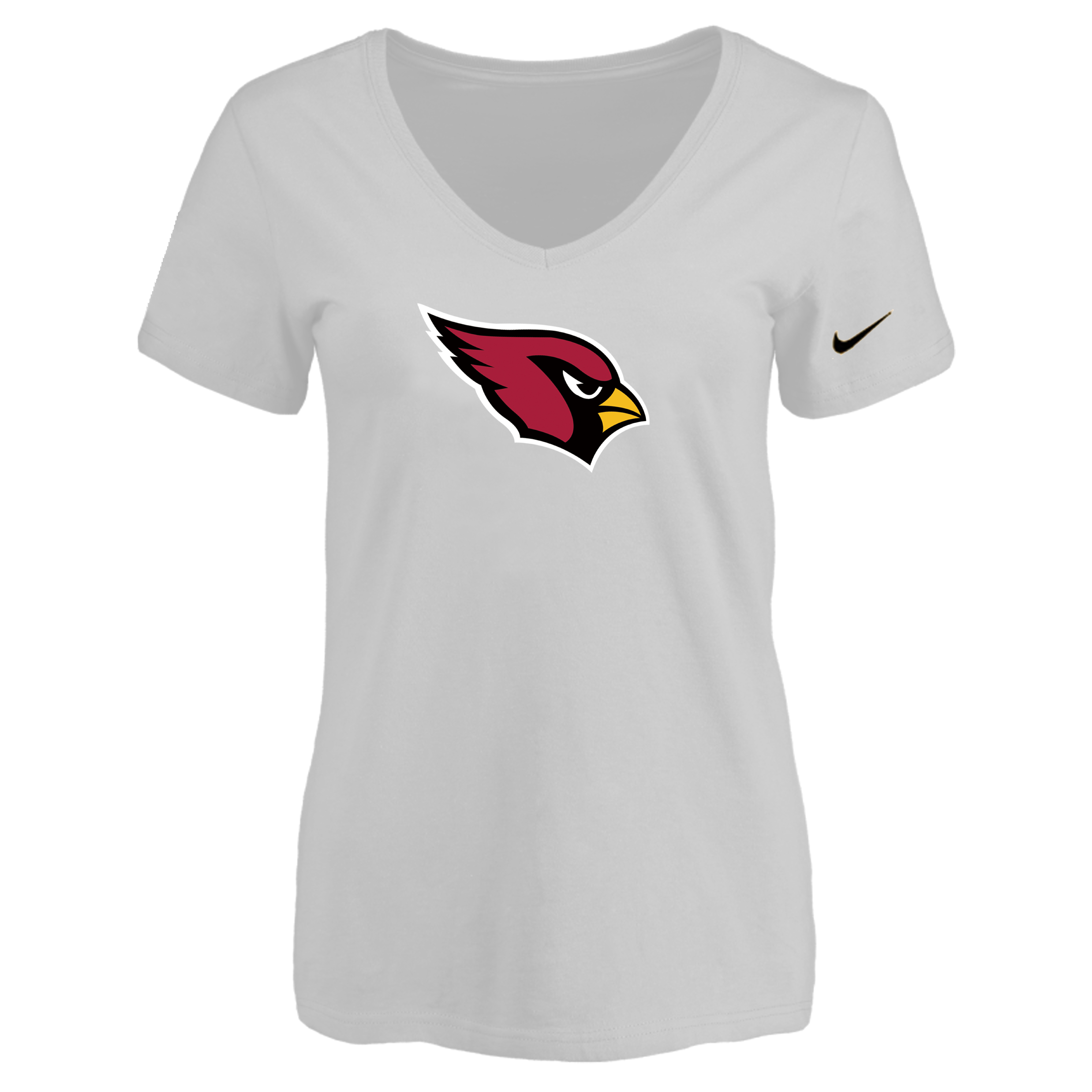 Arizona Cardinals White Women's Logo V neck T-Shirt