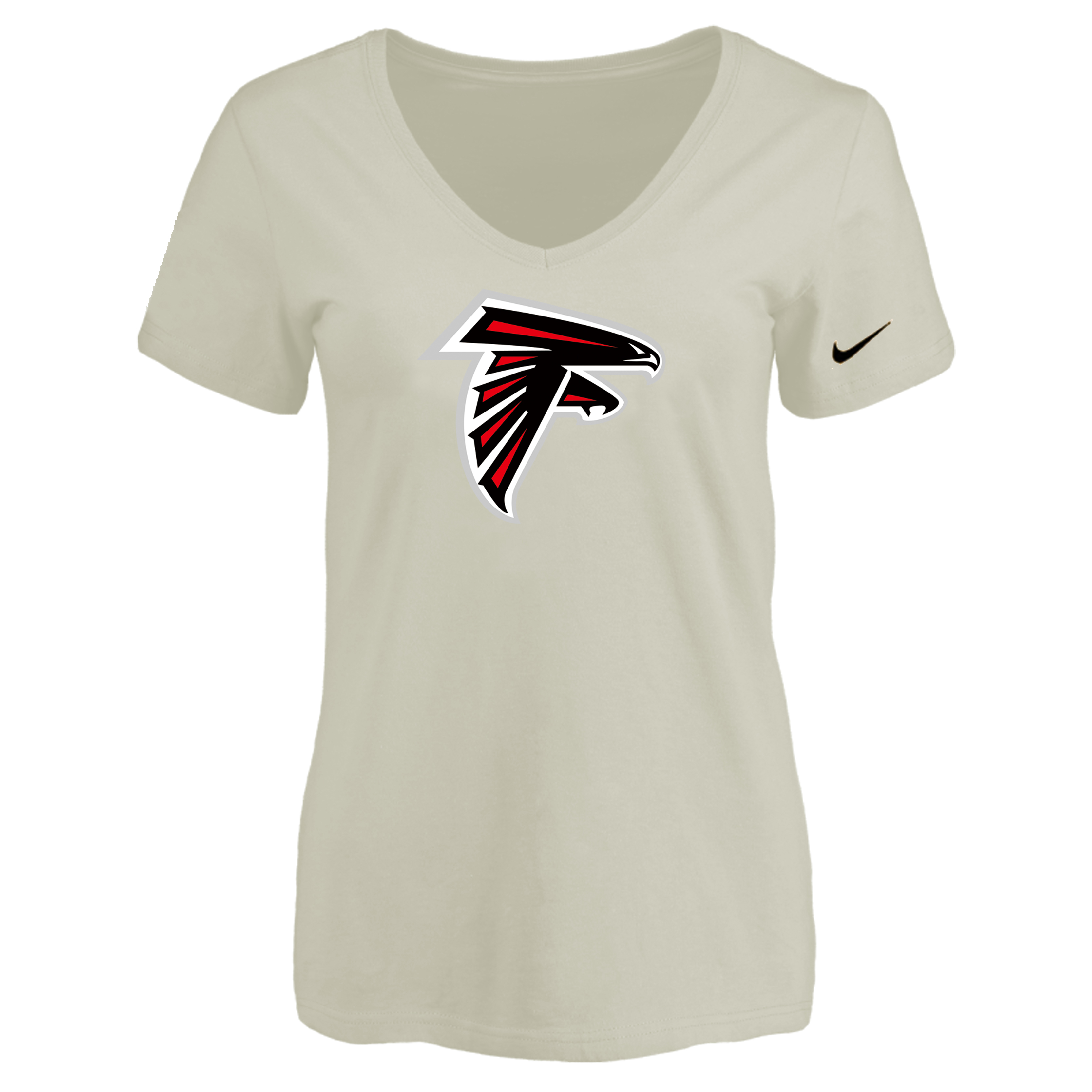 Atlanta Falcons Cream Women's Logo V neck T-Shirt