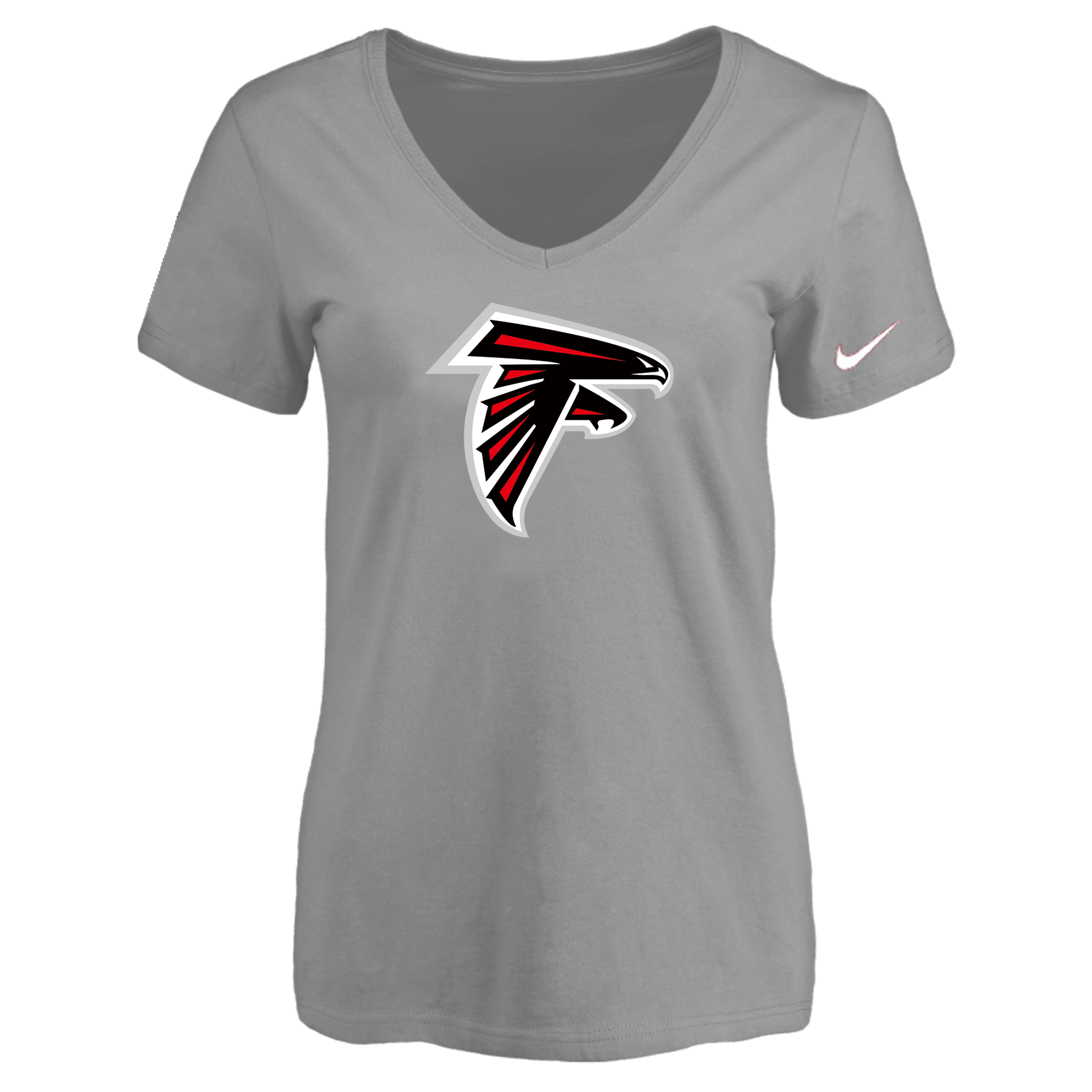 Atlanta Falcons L.Gray Women's Logo V neck T-Shirt - Click Image to Close