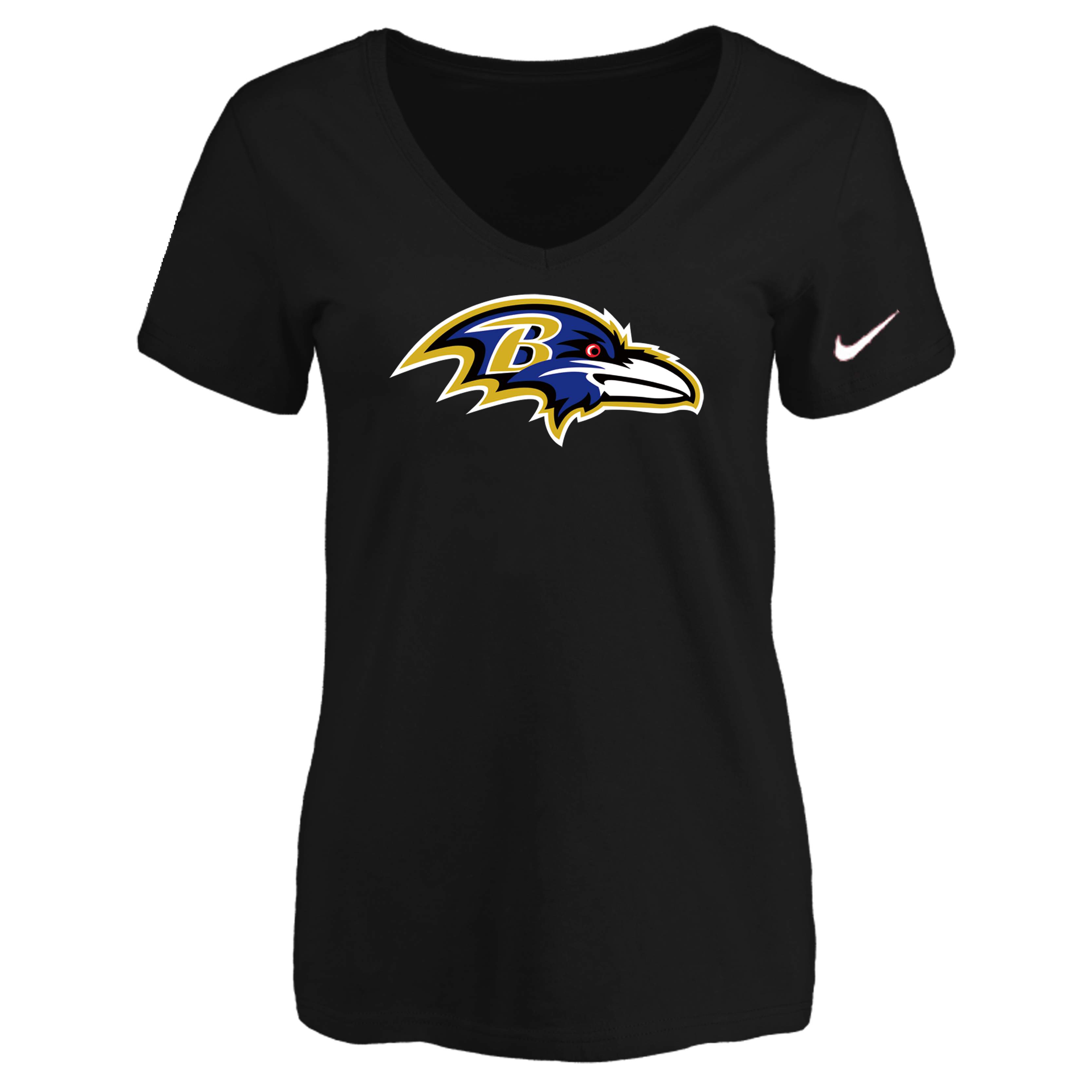 Baltimore Ravens Black Women's Logo V neck T-Shirt