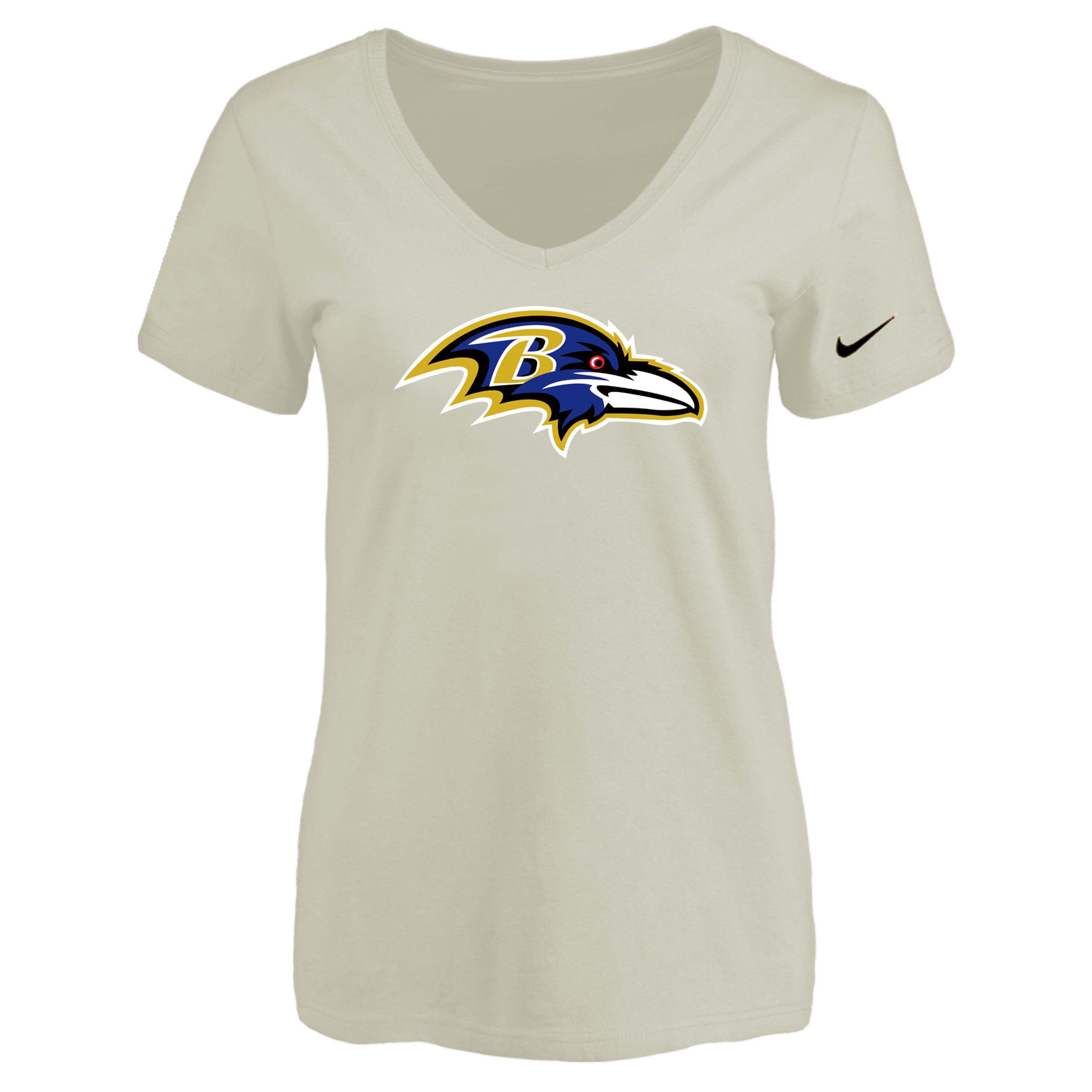 Baltimore Ravens Cream Women's Logo V neck T-Shirt