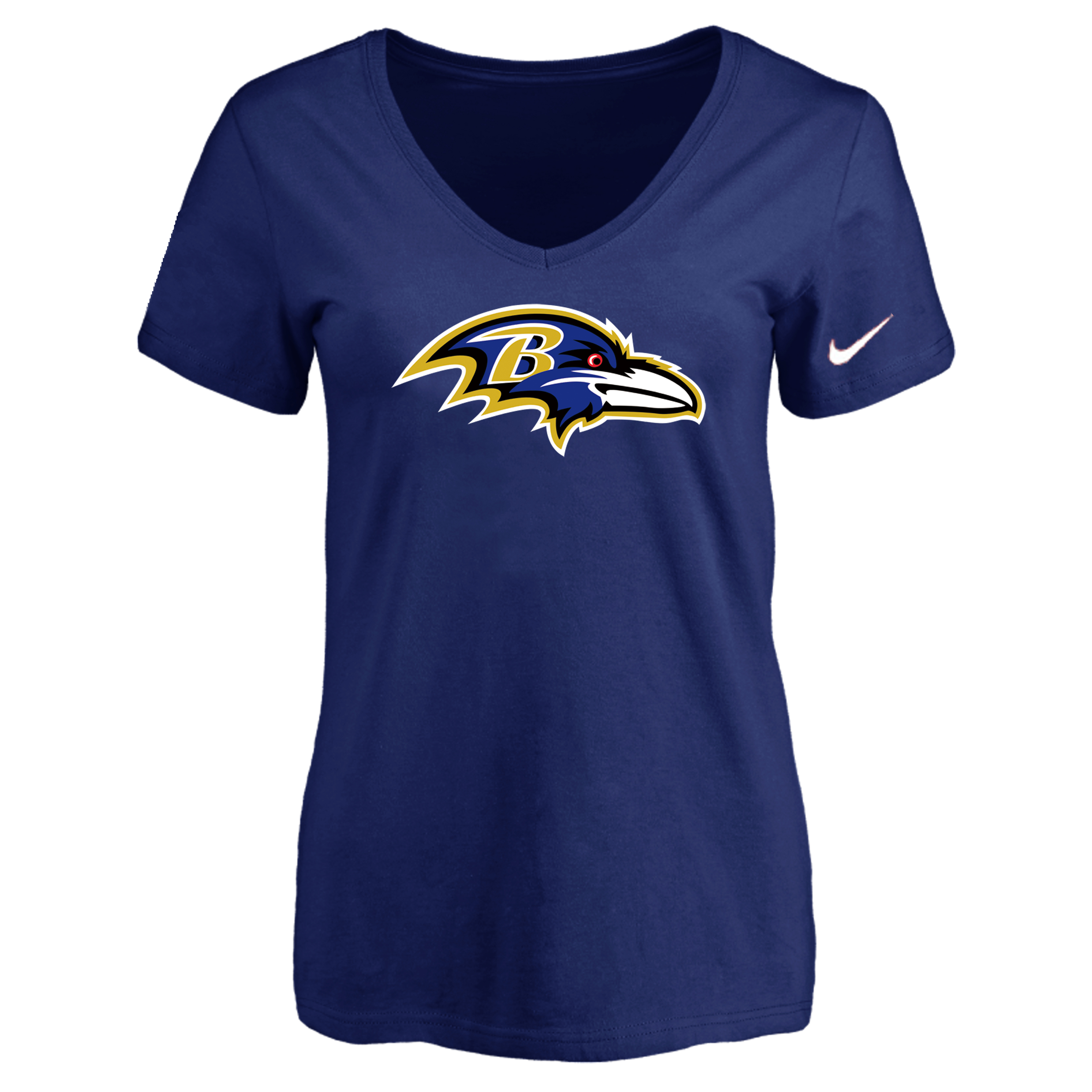 Baltimore Ravens D.Blue Women's Logo V neck T-Shirt