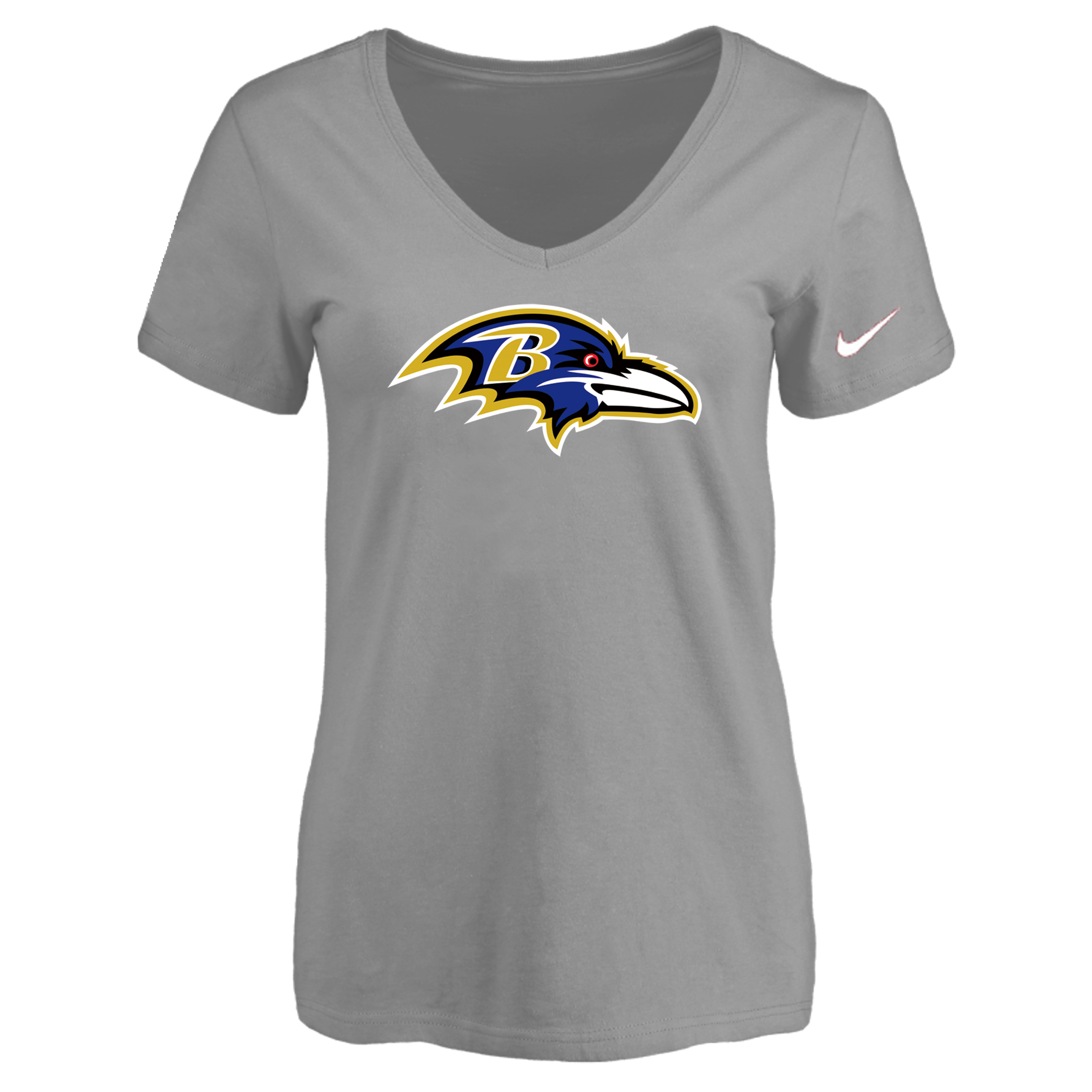 Baltimore Ravens L.Gray Women's Logo V neck T-Shirt