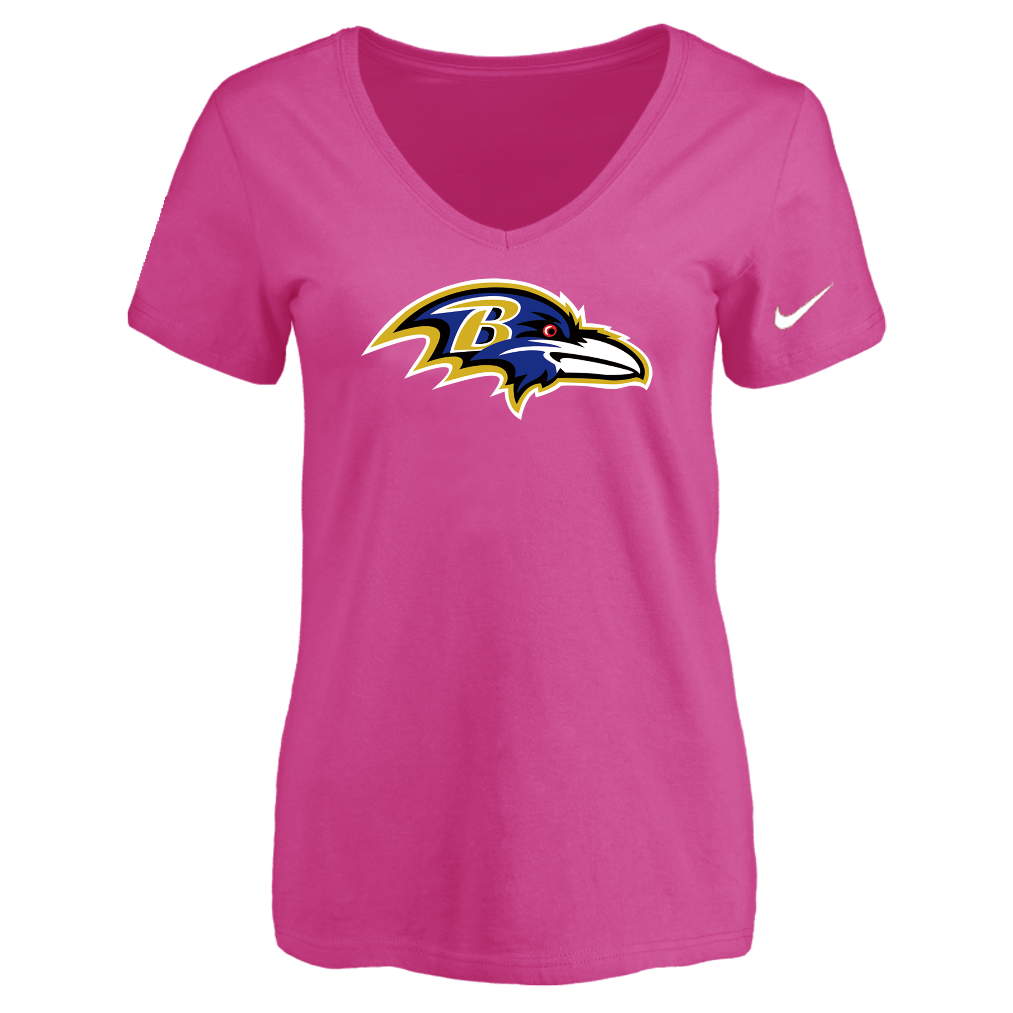 Baltimore Ravens Peach Women's Logo V neck T-Shirt