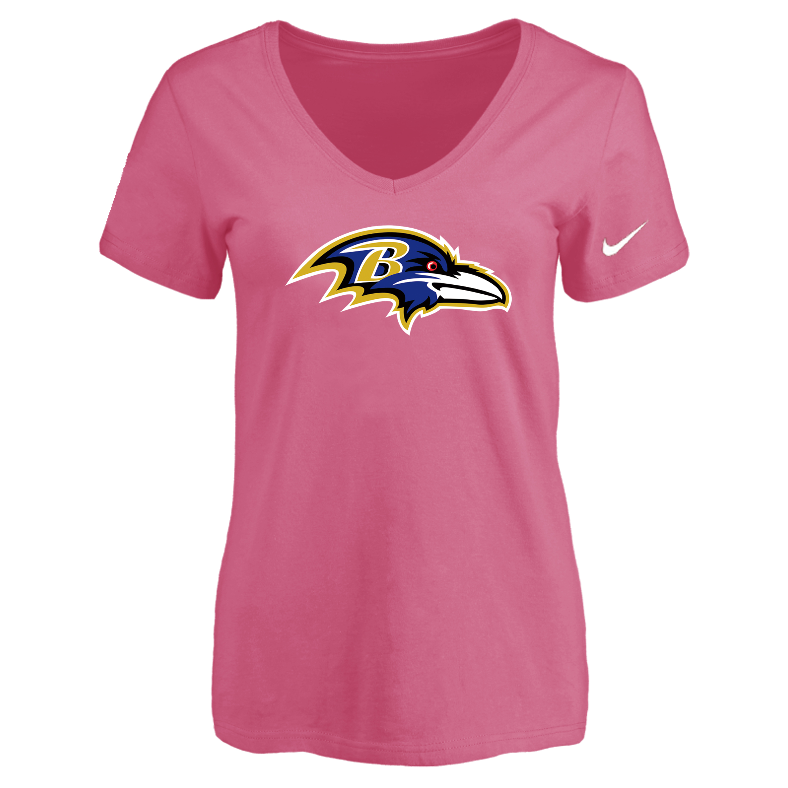Baltimore Ravens Pink Women's Logo V neck T-Shirt