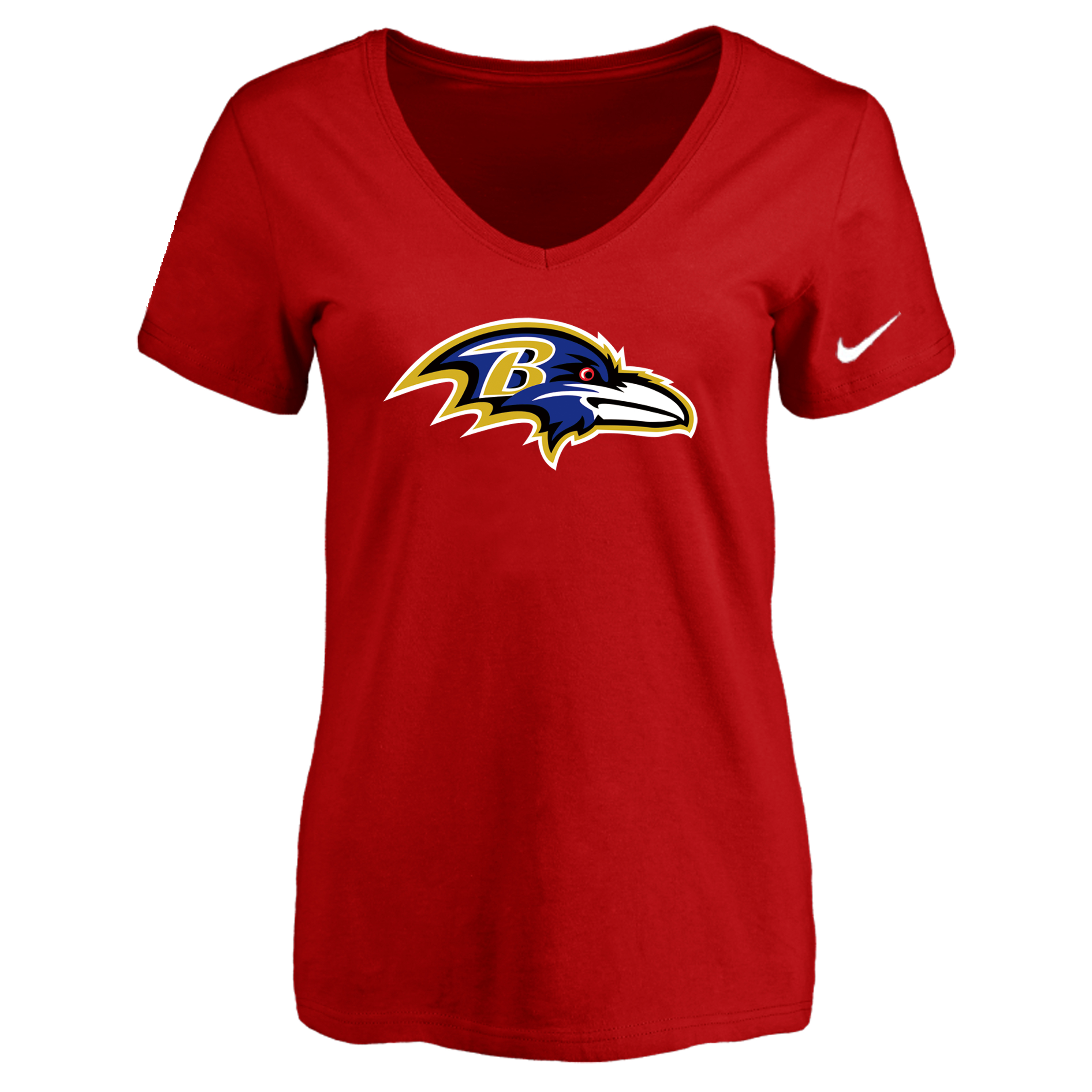 Baltimore Ravens Red Women's Logo V neck T-Shirt