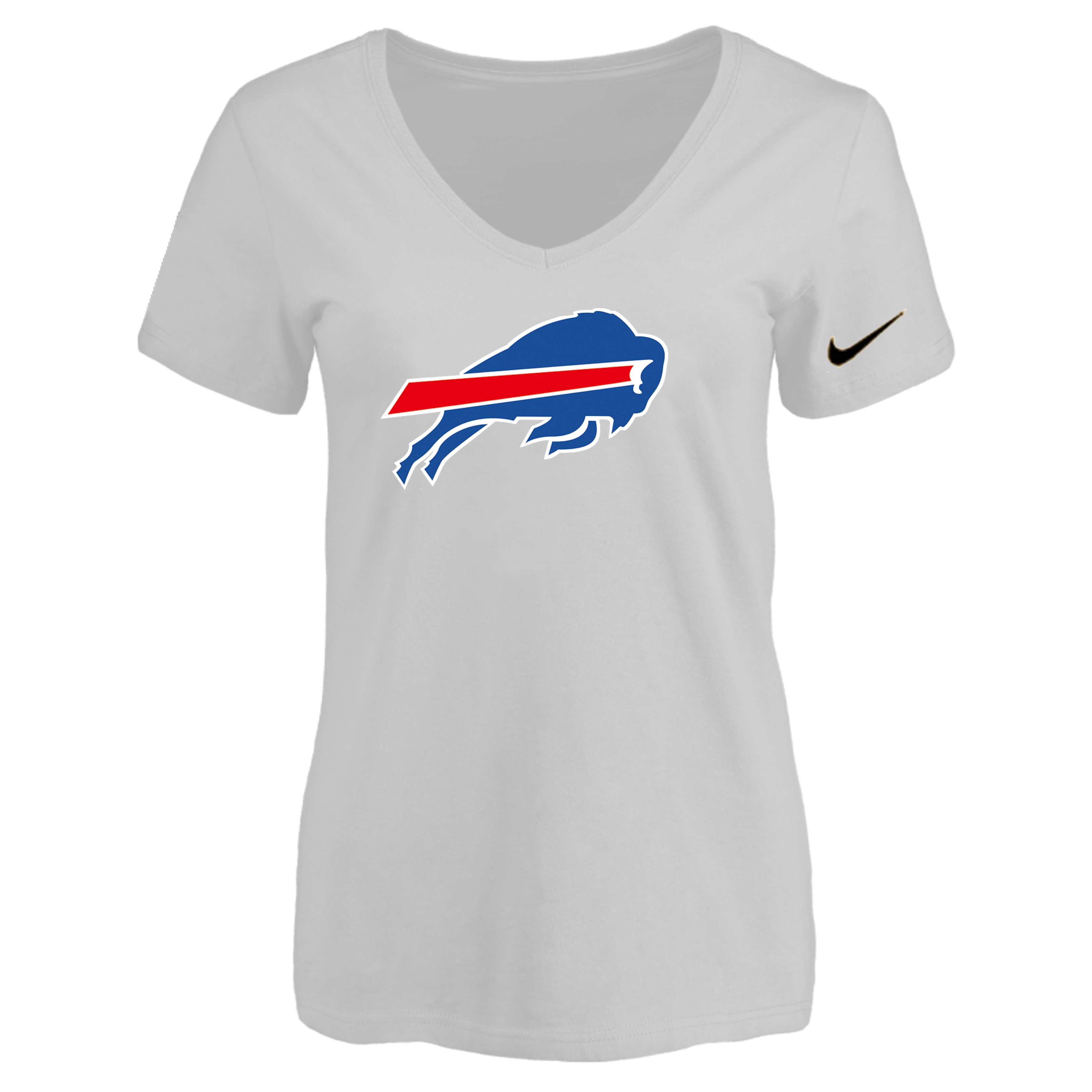 Buffalo Bills White Women's Logo V neck T-Shirt