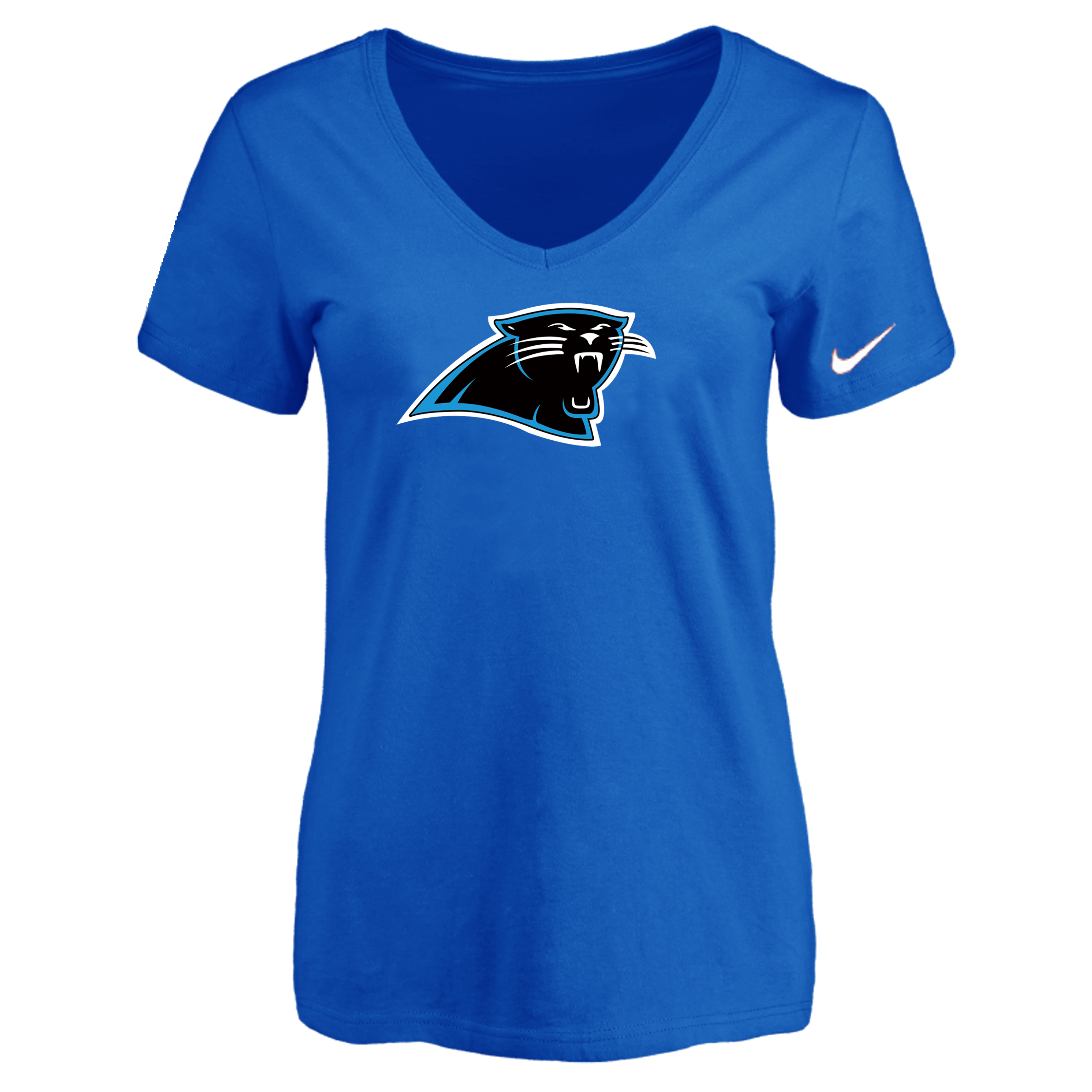Carolina Panthers Blue Women's Logo V neck T-Shirt