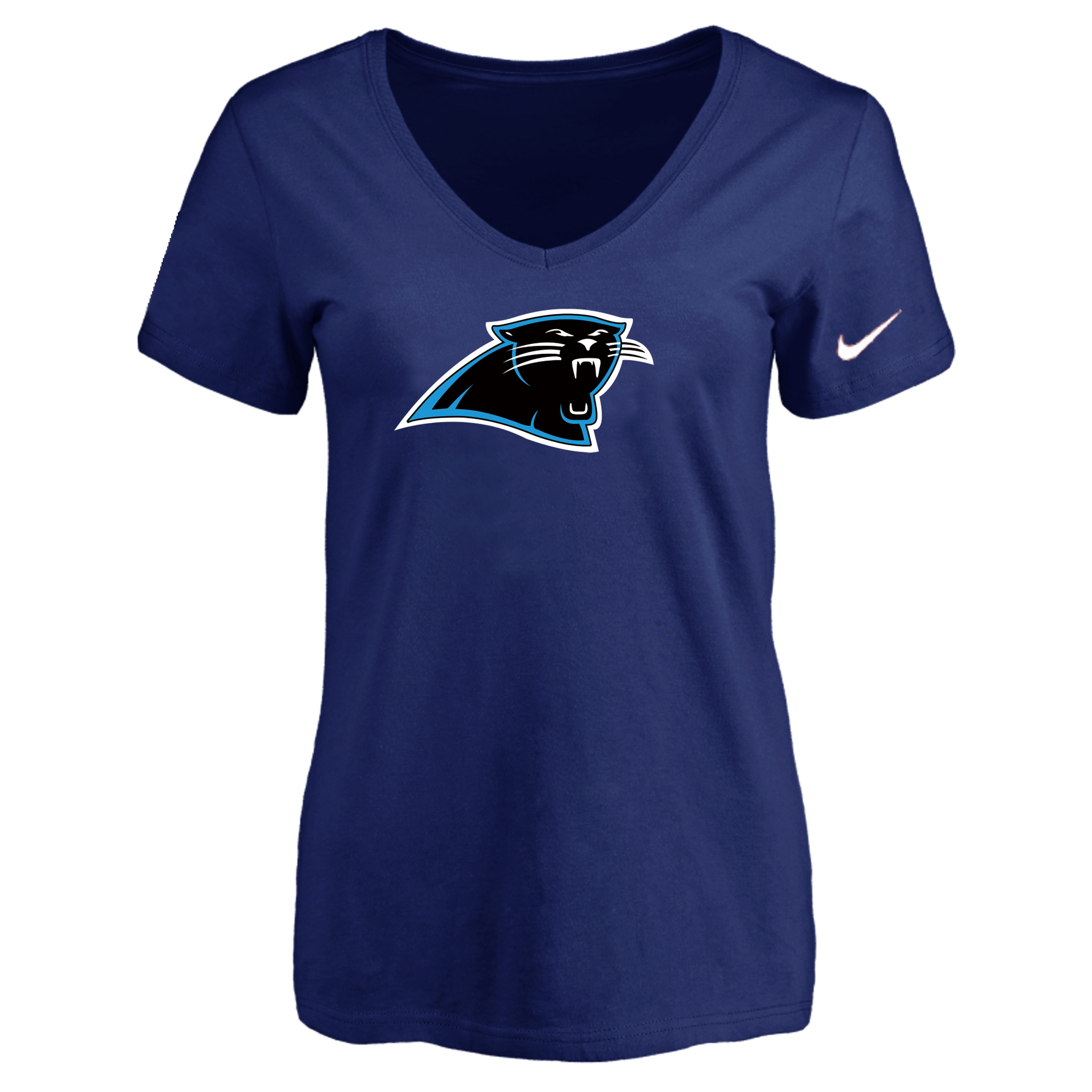 Carolina Panthers D.Blue Women's Logo V neck T-Shirt