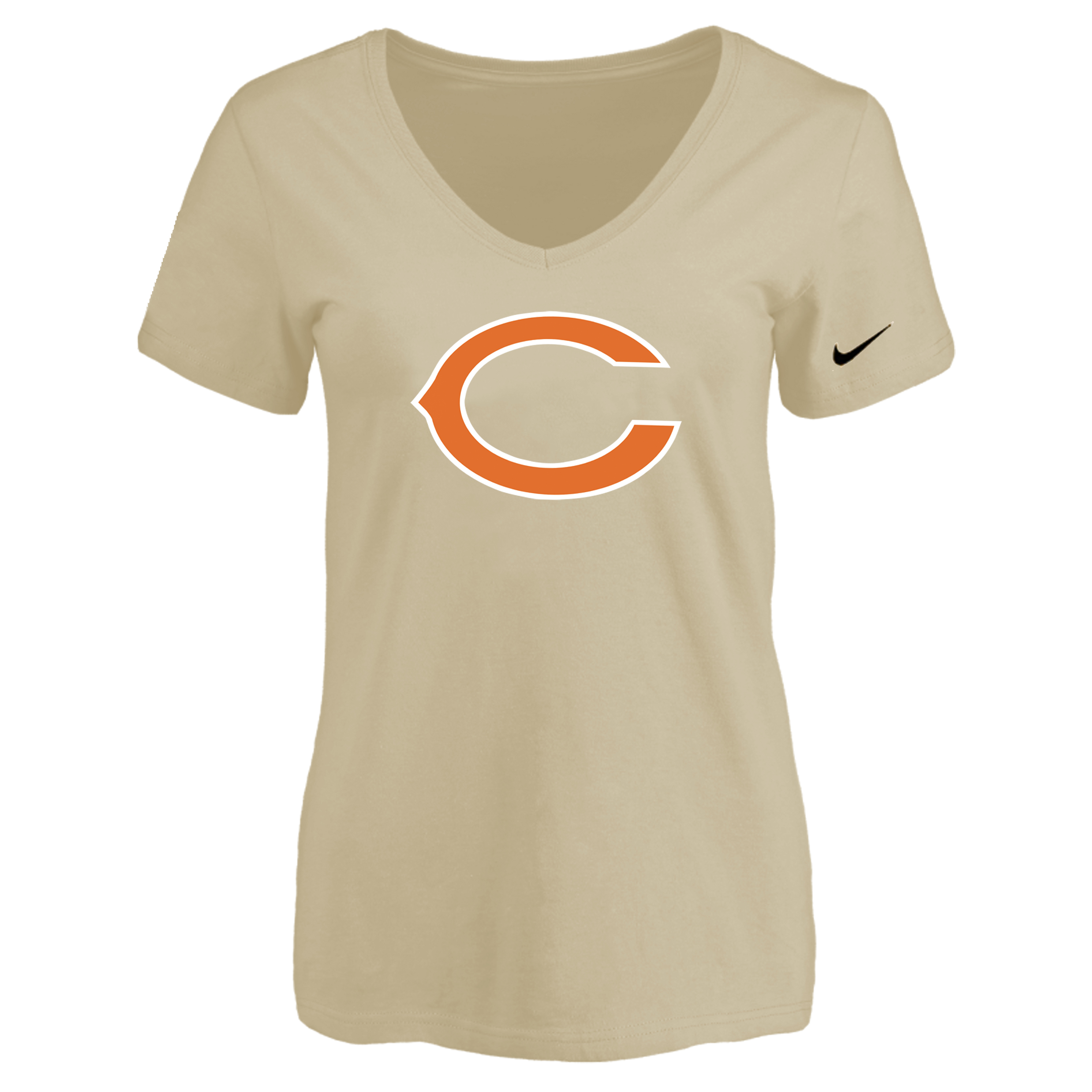 Chicago Bears Beige Women's Logo V neck T-Shirt