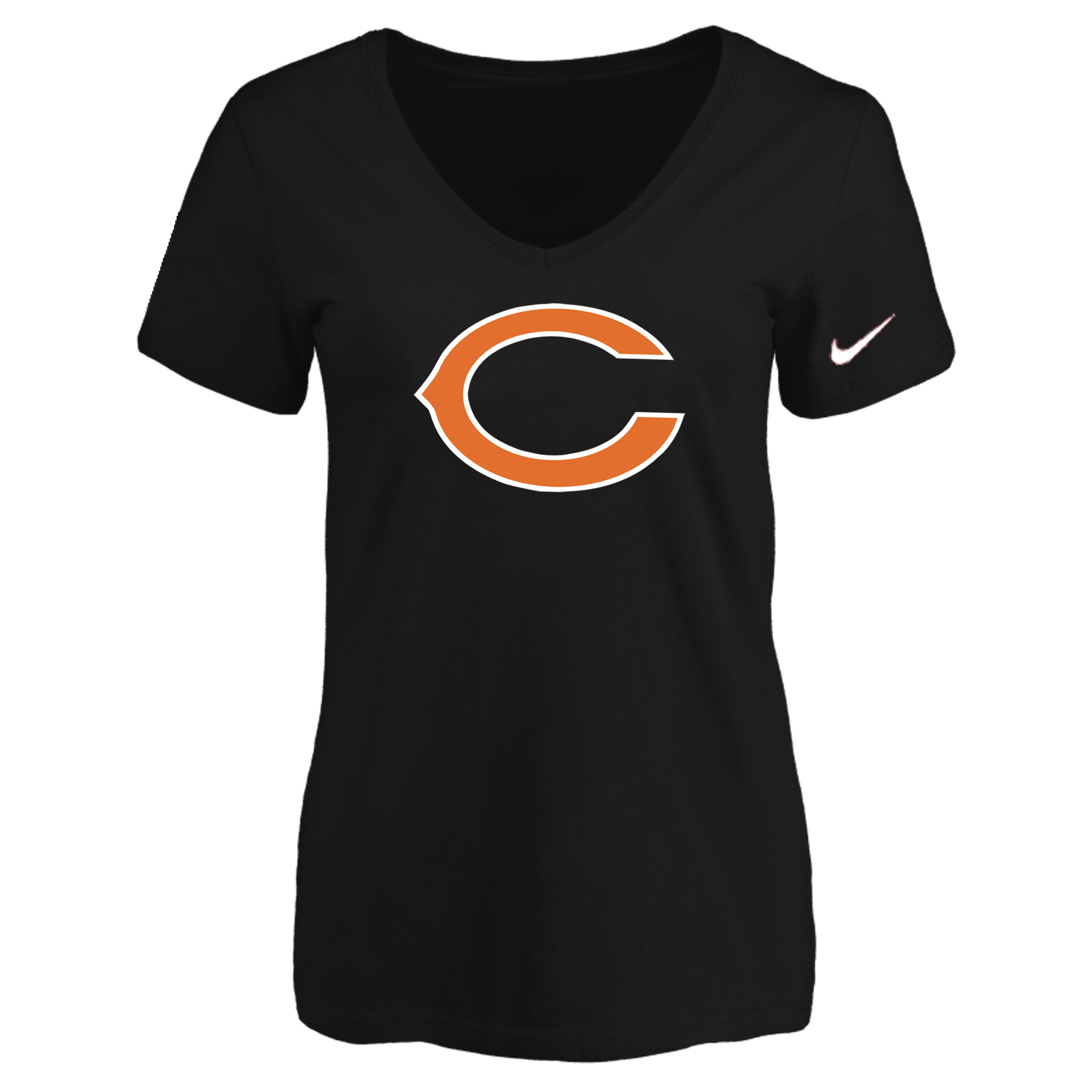 Chicago Bears Black Women's Logo V neck T-Shirt - Click Image to Close