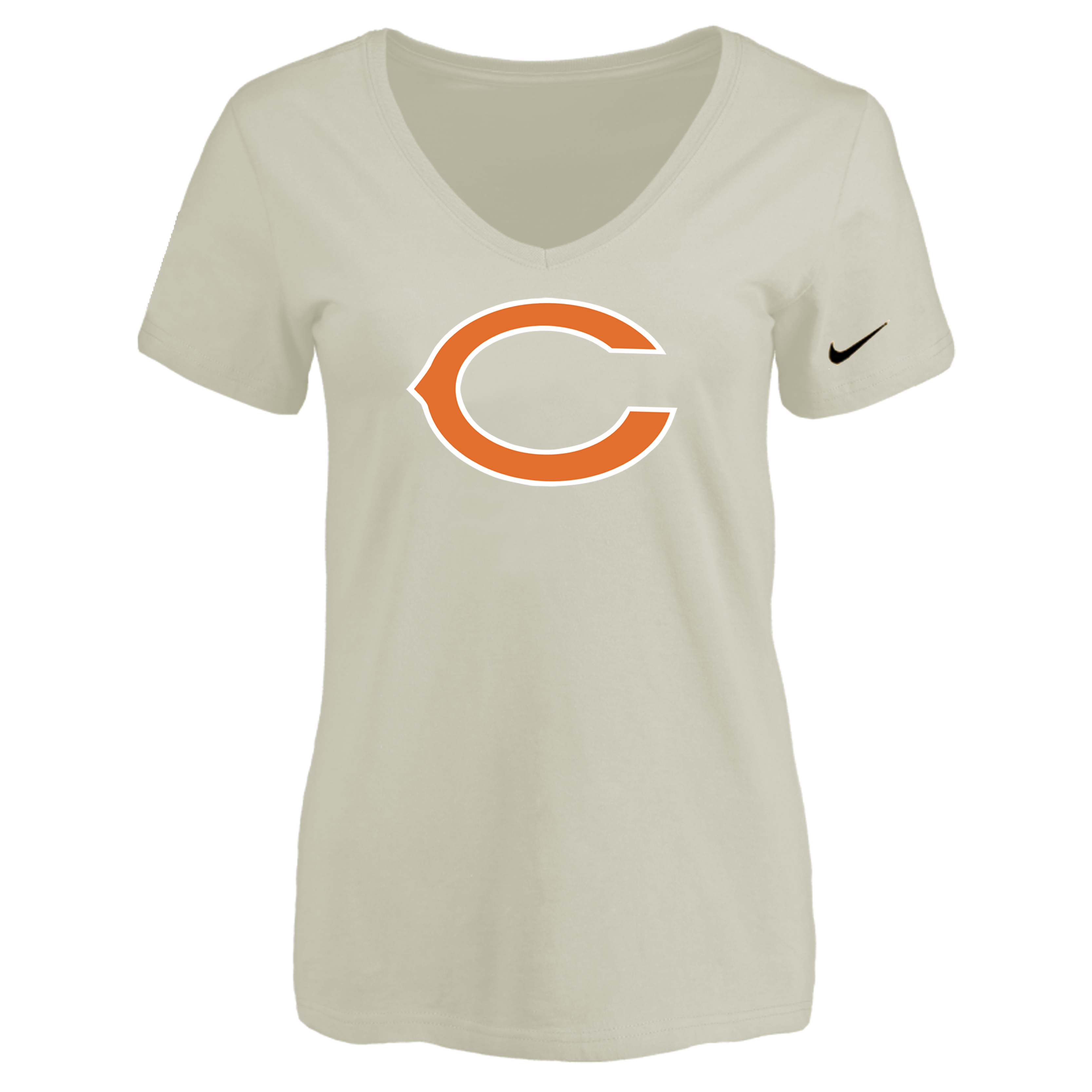 Chicago Bears Cream Women's Logo V neck T-Shirt