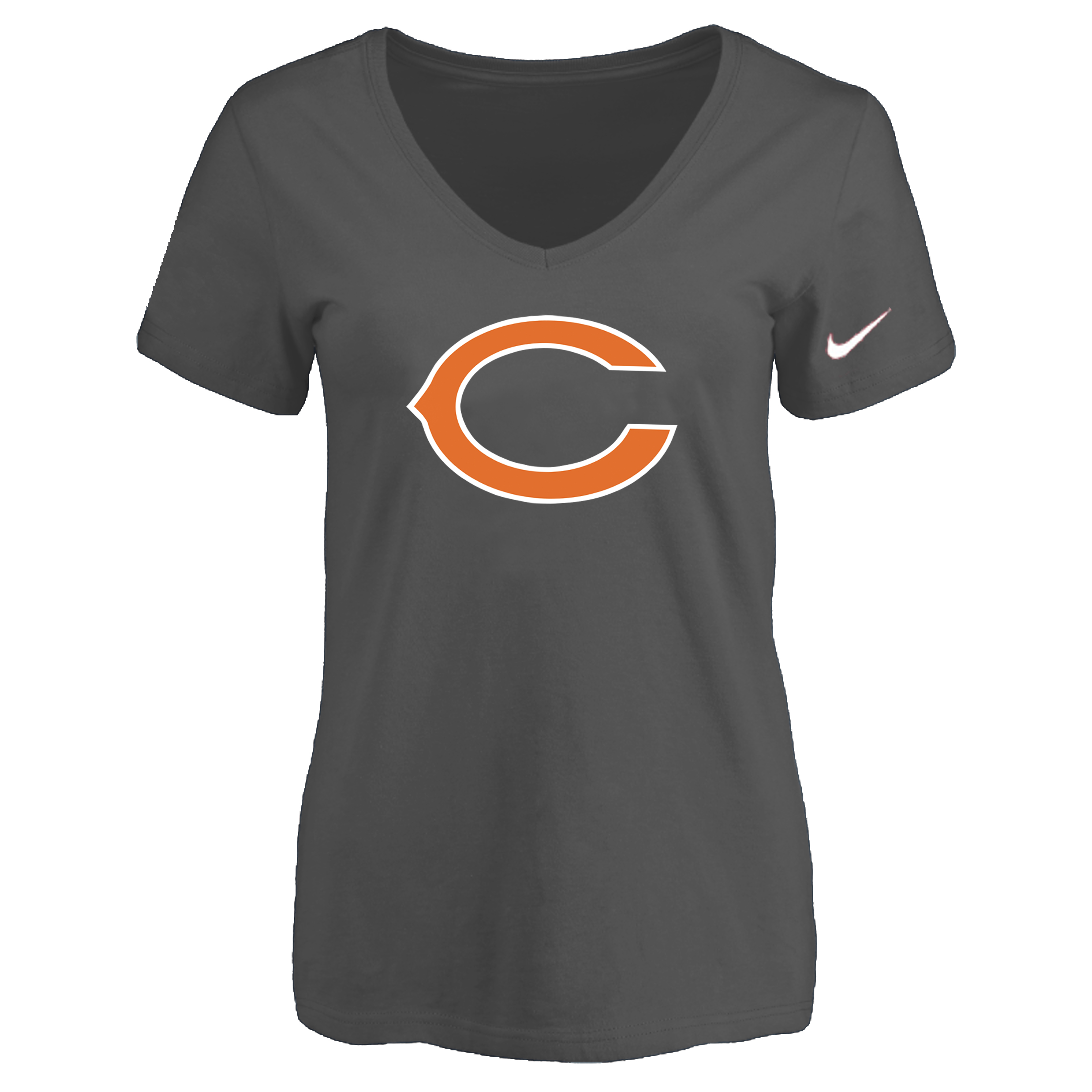 Chicago Bears D.Gray Women's Logo V neck T-Shirt - Click Image to Close