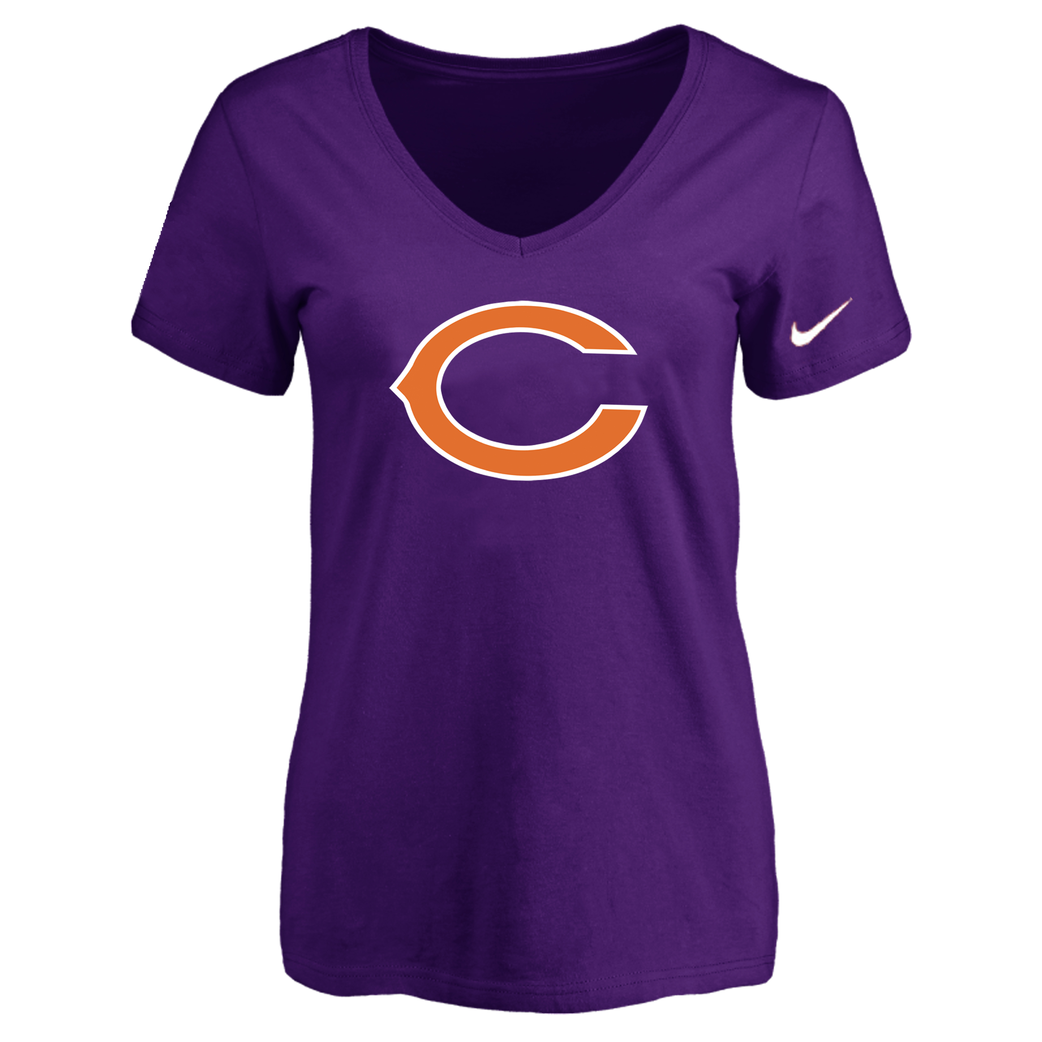 Chicago Bears Purple Women's Logo V neck T-Shirt