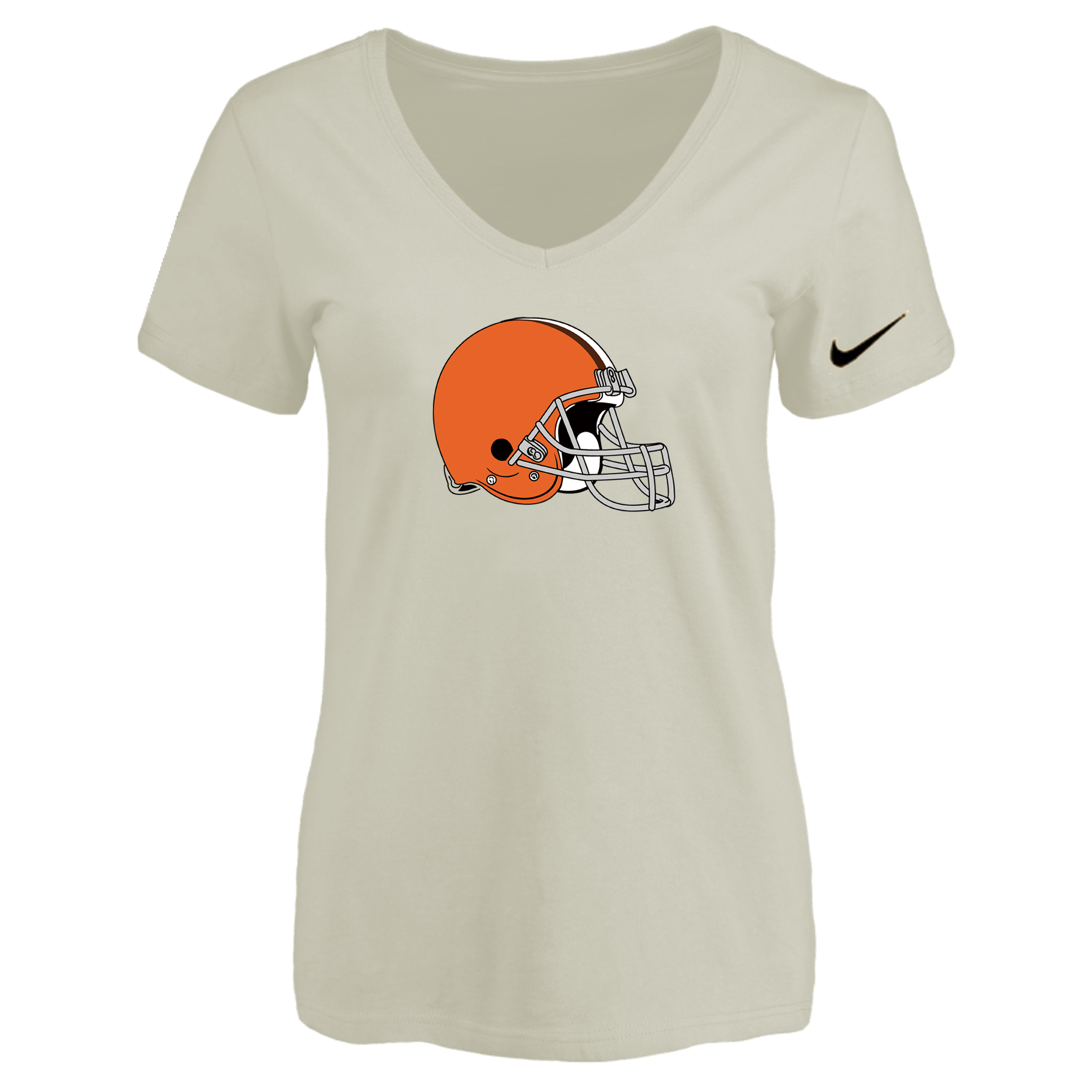Cleveland Browns Cream Women's Logo V neck T-Shirt